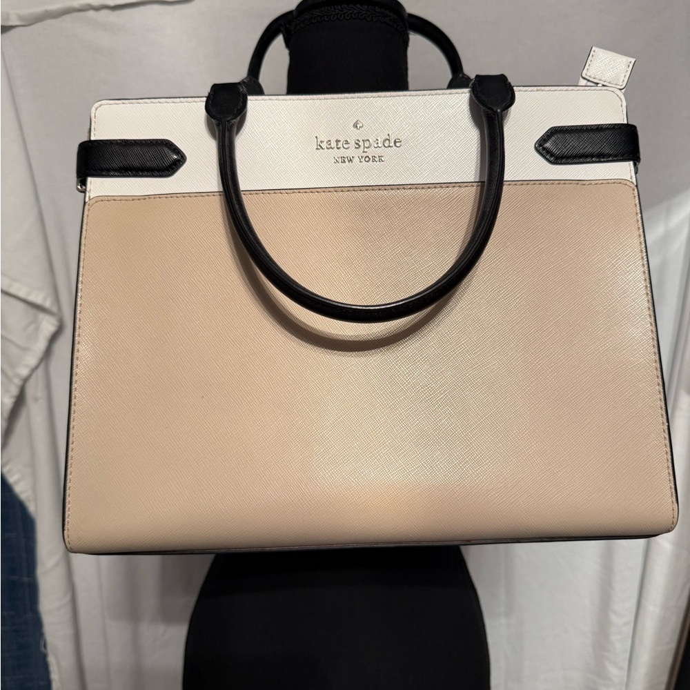 kate spade New York Two-Tone Beige & White Leather Satchel